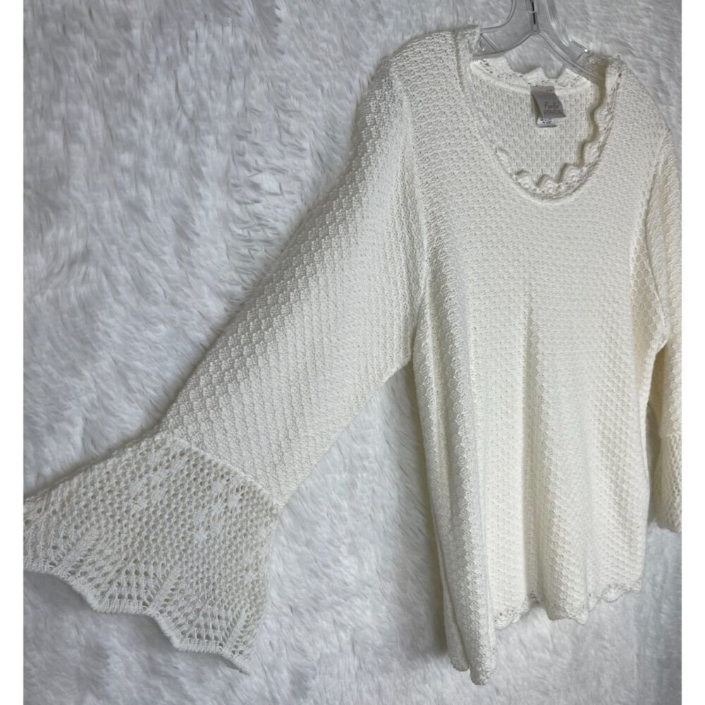 Fiorlini Women's Large Ivory Open Knit Sweater - Picture 4 of 8